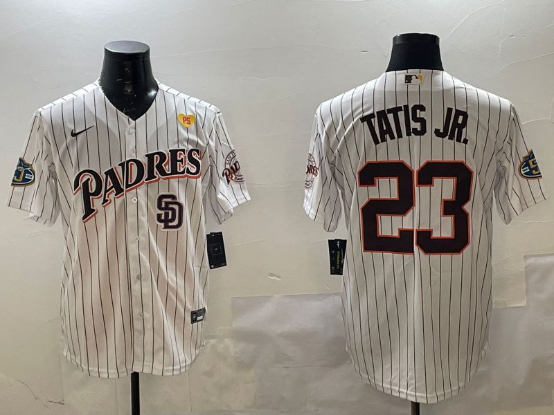Men San Diego Padres #23 Tatis jr White Stripe Throwback Game 2025 Nike MLB Jersey style 10
